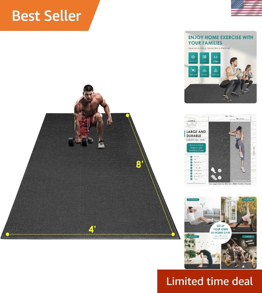 Large Exercise Mat, 8' X 4'X 1/4" Extra Durable Workout Mats for Home Gym Flo...